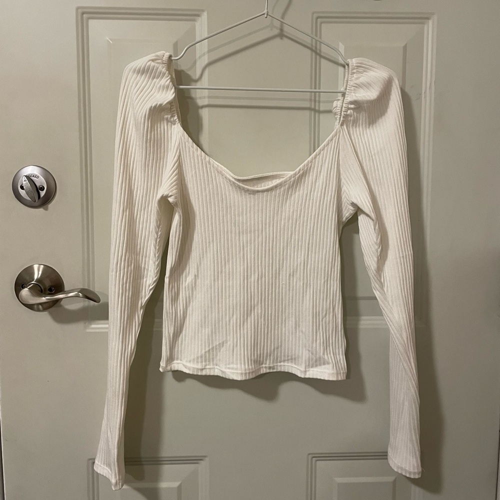 Women's Cream Ribbed Top